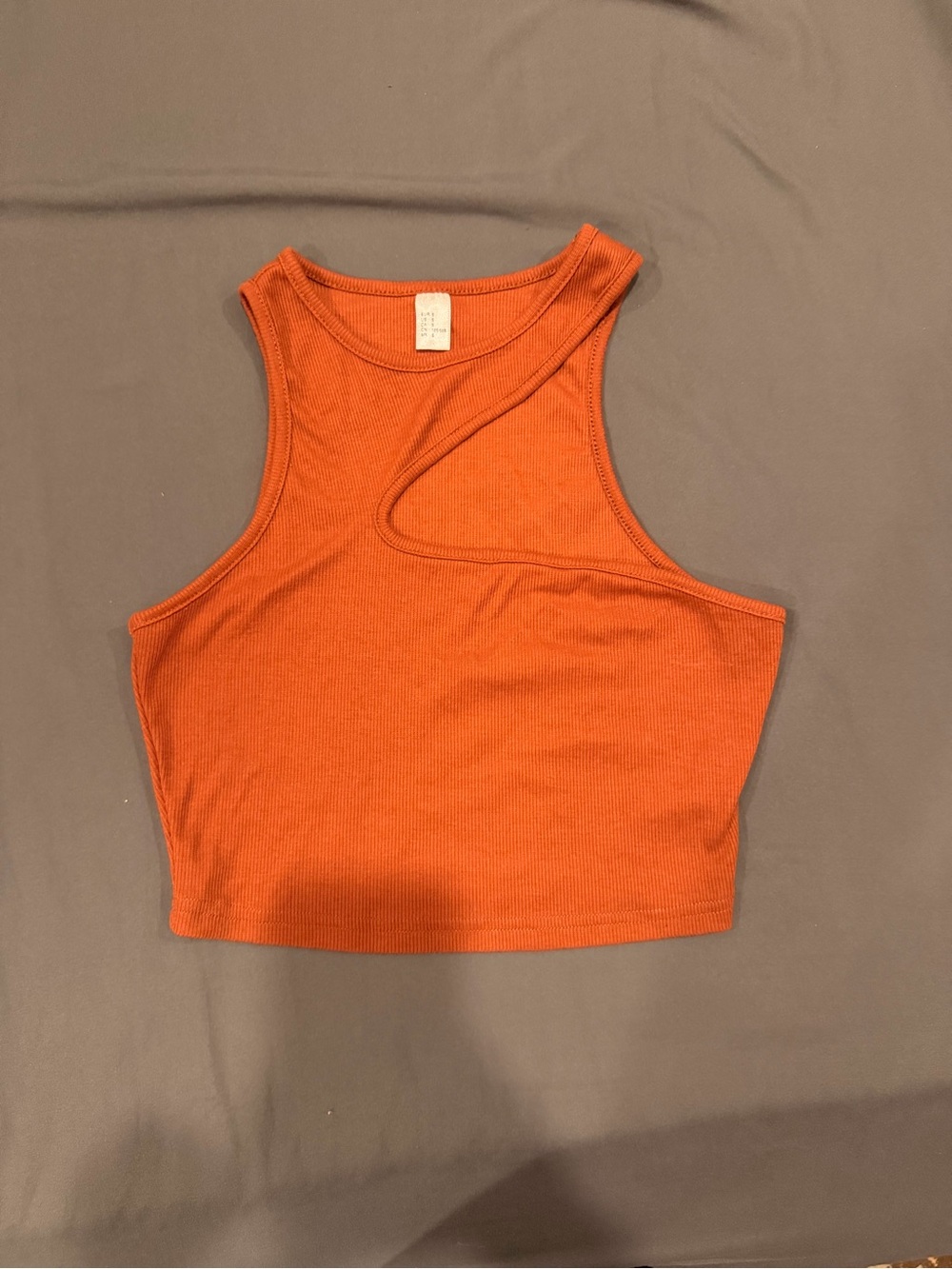 Asymmetrical Ribbed Orange Crop Tank Top